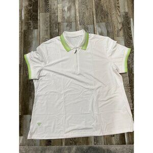 Maelreg Performance White Polo Shirt 2XL With Green Trim & Embroidered Logo